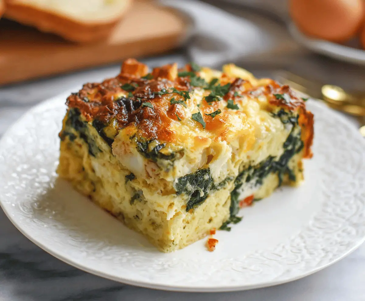 Overnight Breakfast Strata with Spinach and Cheese