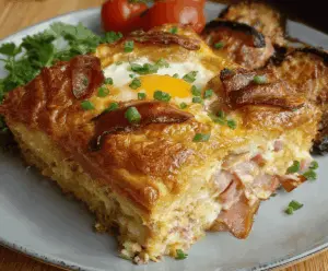 Delicious brunch bake with eggs, vegetables, and cheese, perfect for weekend breakfast or brunch gatherings.