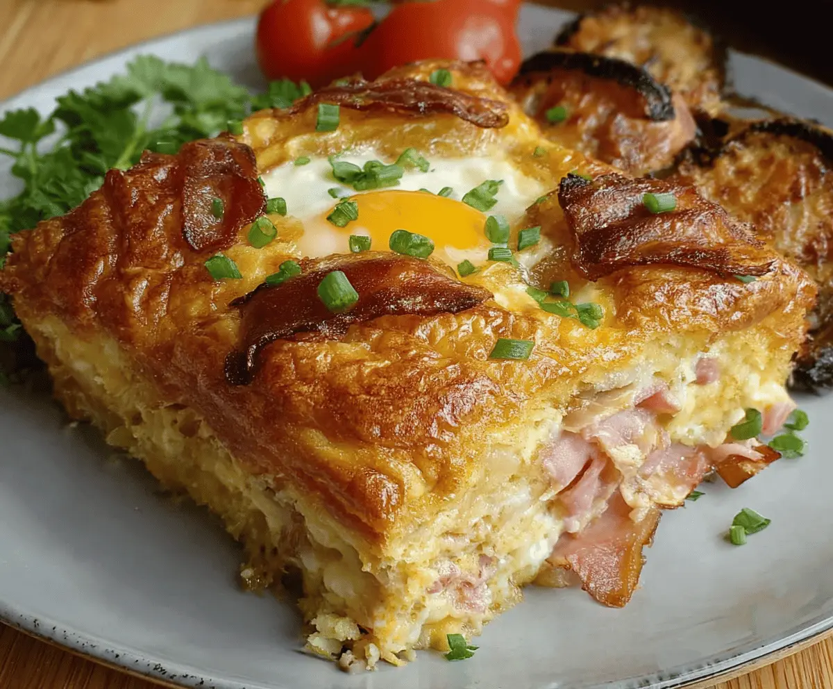 Delicious brunch bake with eggs, vegetables, and cheese, perfect for weekend breakfast or brunch gatherings.