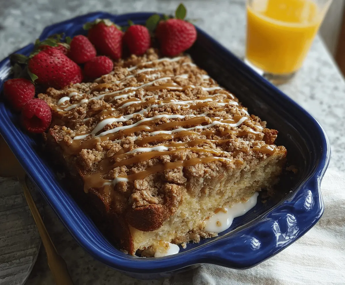 Easy Overnight Pancake Casserole with Streusel Topping