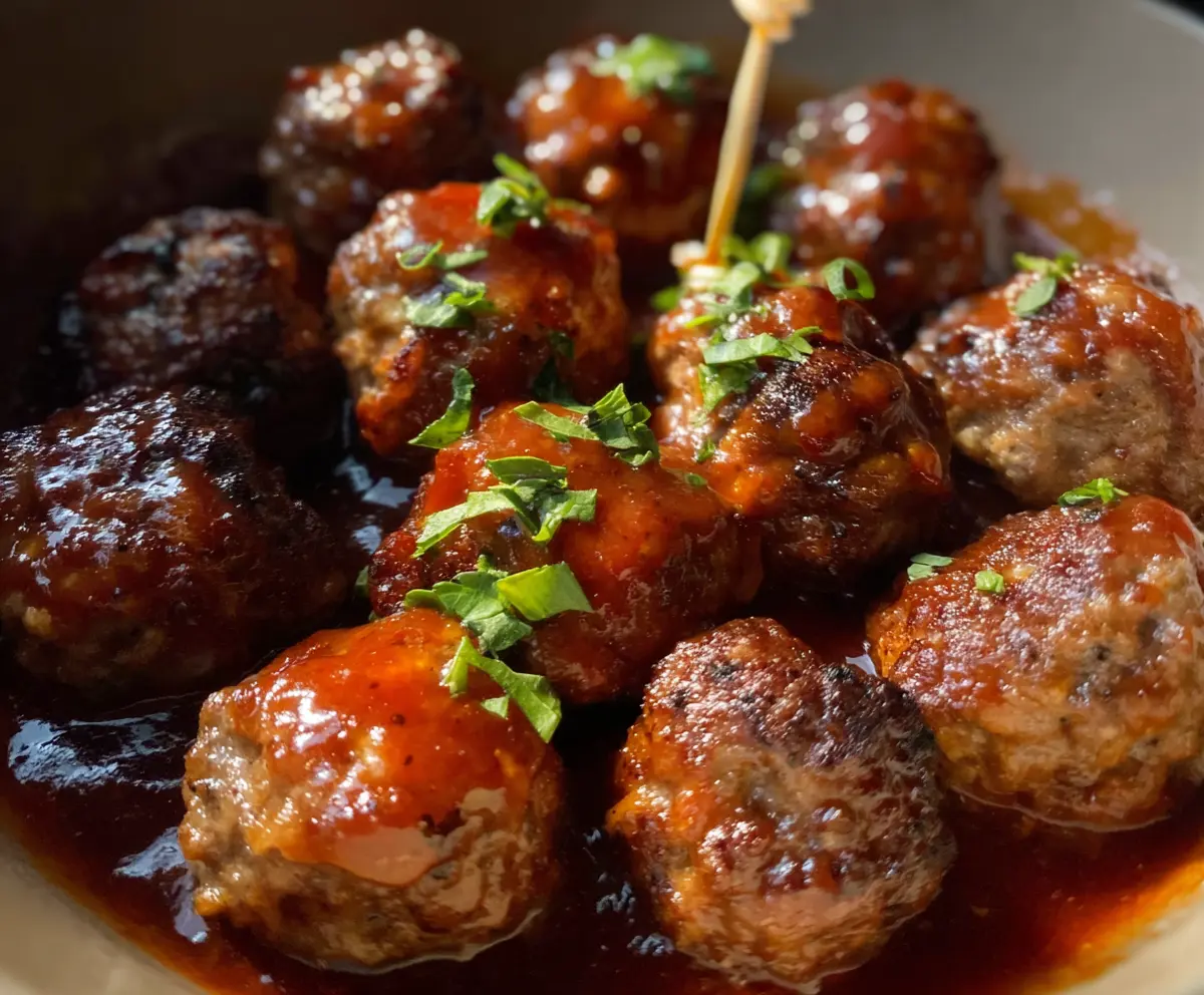 Delicious Cape Cod Cocktail Meatballs served on a platter, perfect for parties and appetizers.