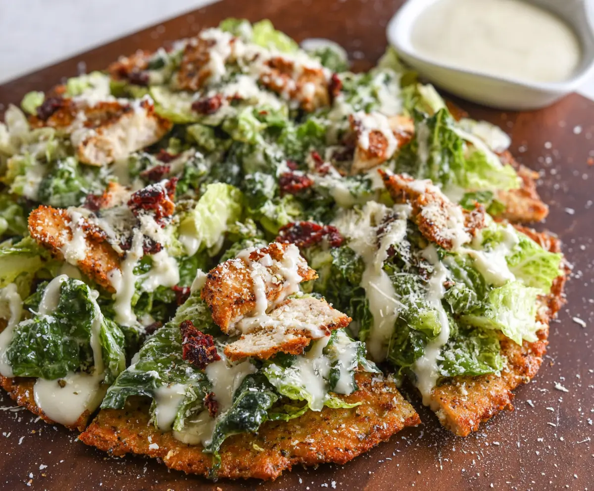 Chicken Crust Caesar Salad Pizza