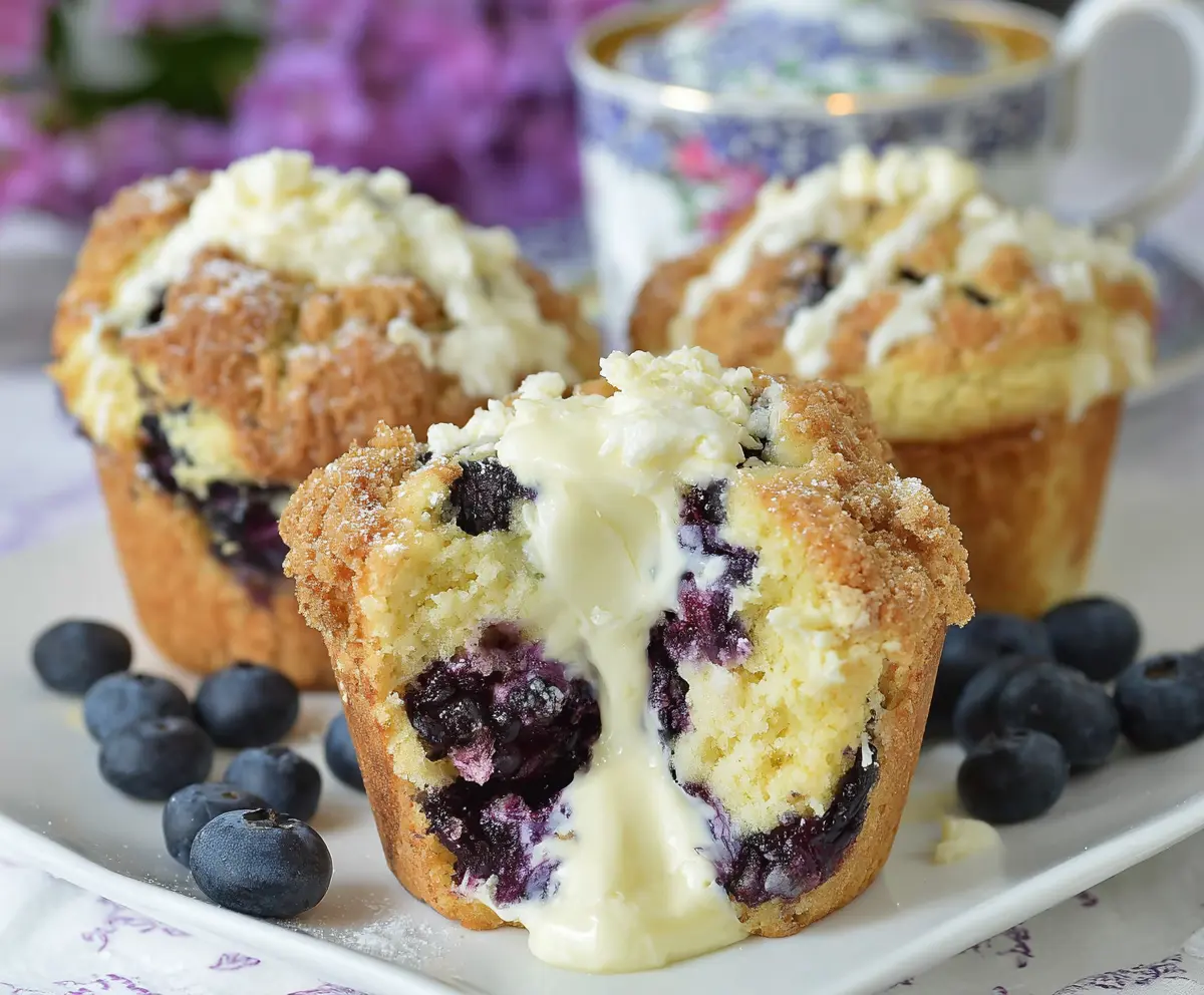 Deliciously Moist Muffins with Blueberry and Cream Cheese Delight