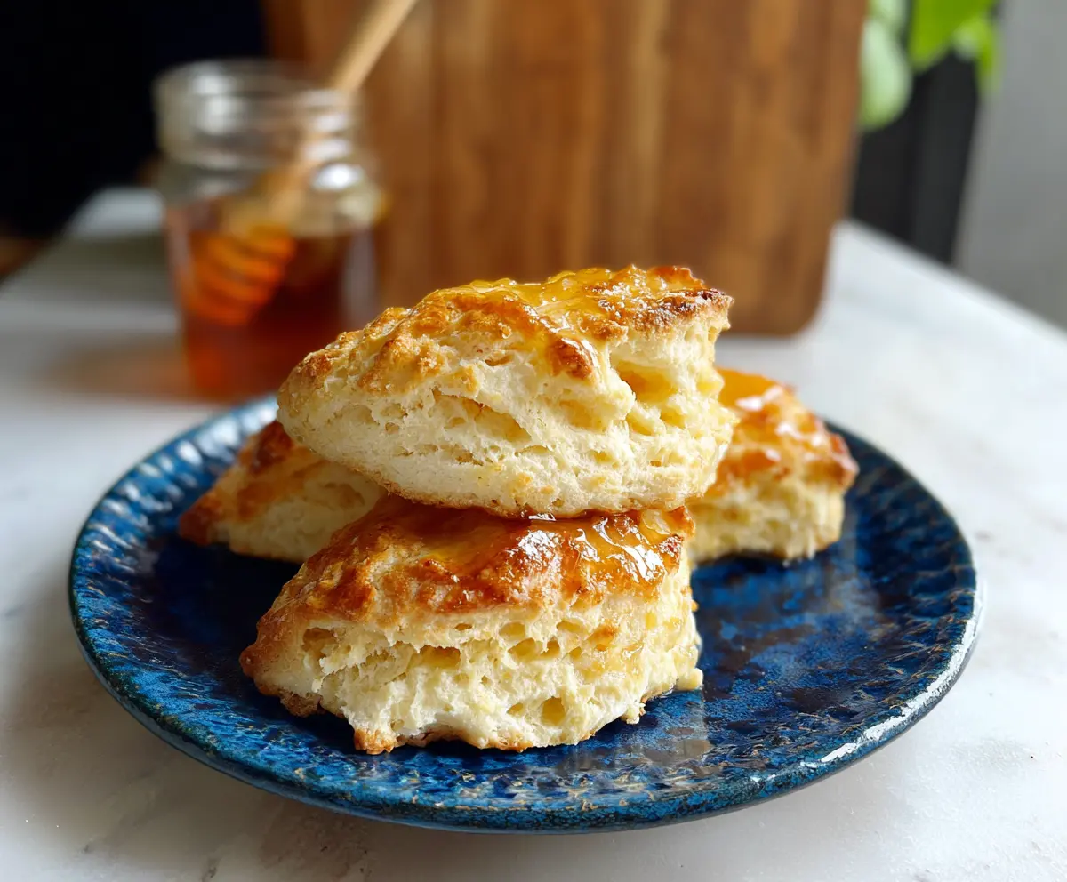 Delicious homemade airy biscuits on a rustic plate, perfect for breakfast or brunch.