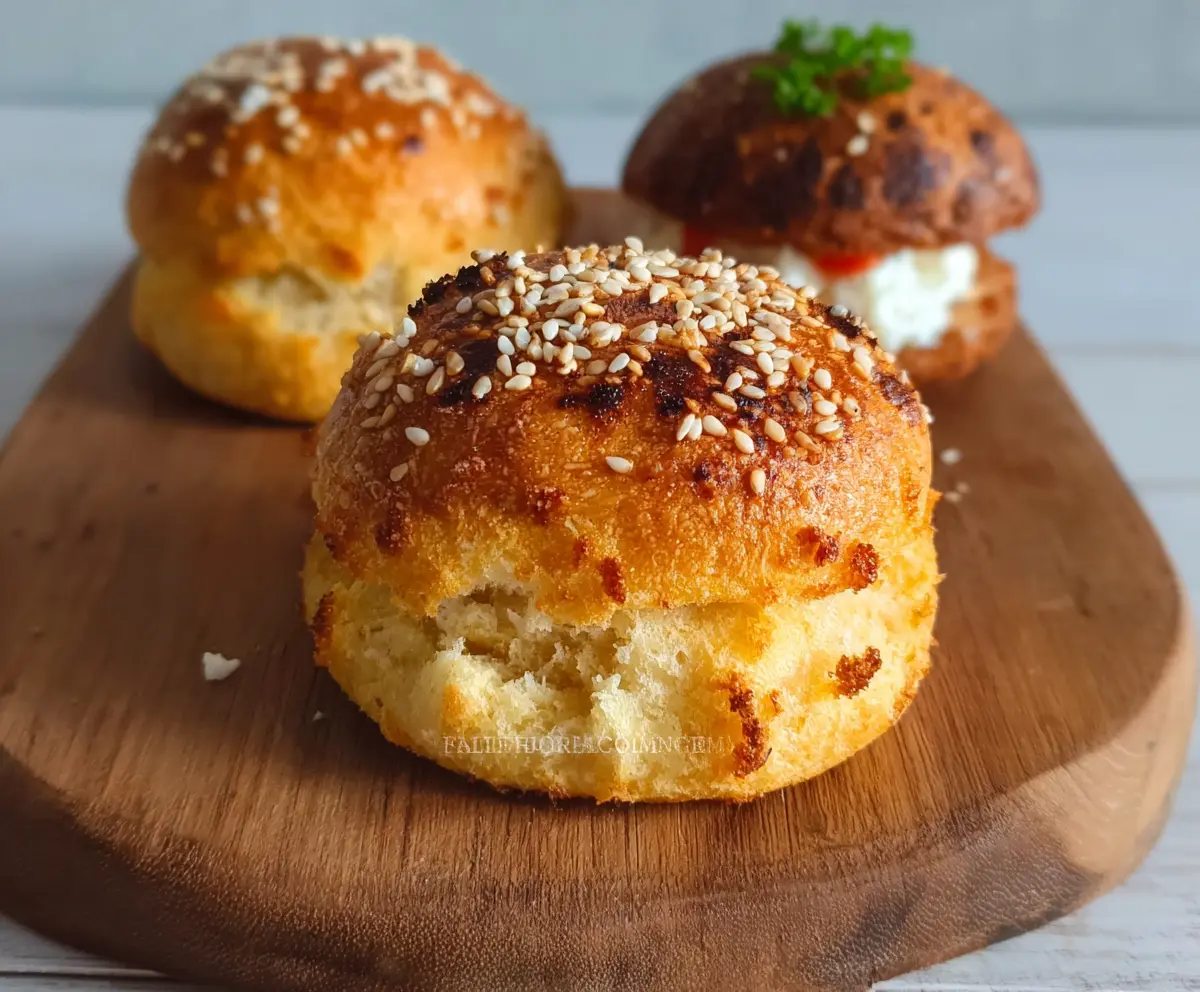 Delicious egg-free high protein keto cottage cheese buns on a plate