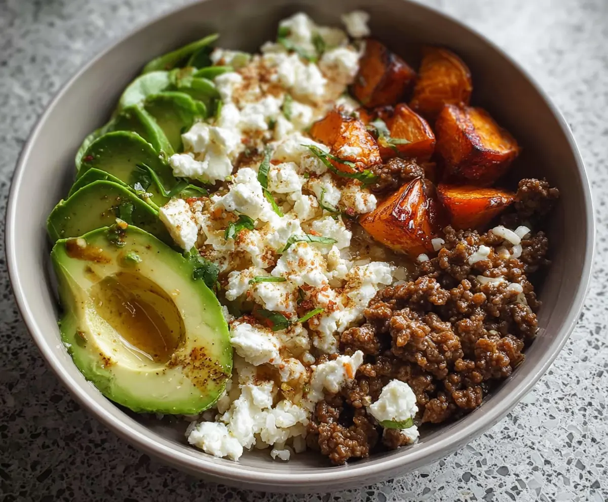 Ground Beef Power Bowl with Avocado & Cottage Cheese