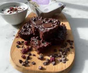 Delicious healthy chocolate brownie overnight Weetbix in a bowl, perfect for a nutritious breakfast or snack.