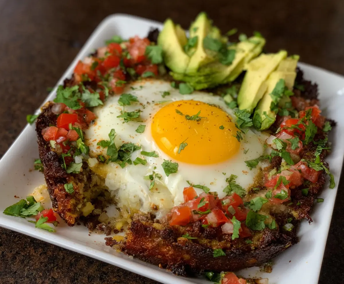 Delicious huevos rancheros breakfast casserole with eggs, tortillas, and vibrant toppings served for a hearty breakfast.