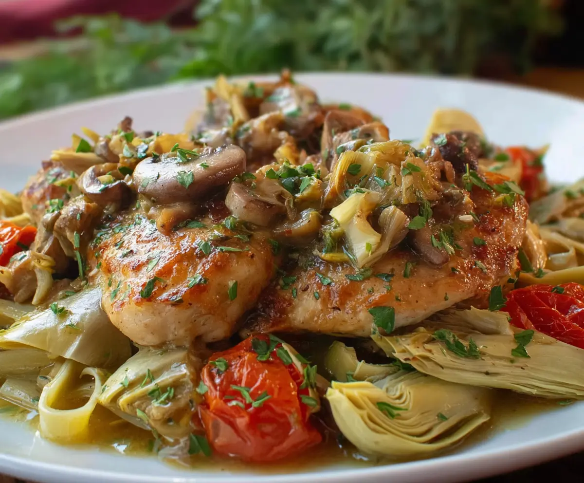 Romantic Chicken with Artichokes and Mushrooms