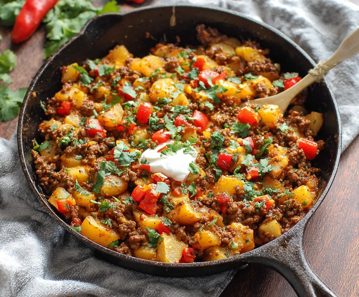 Southwest Ground Beef and Potato Skillet