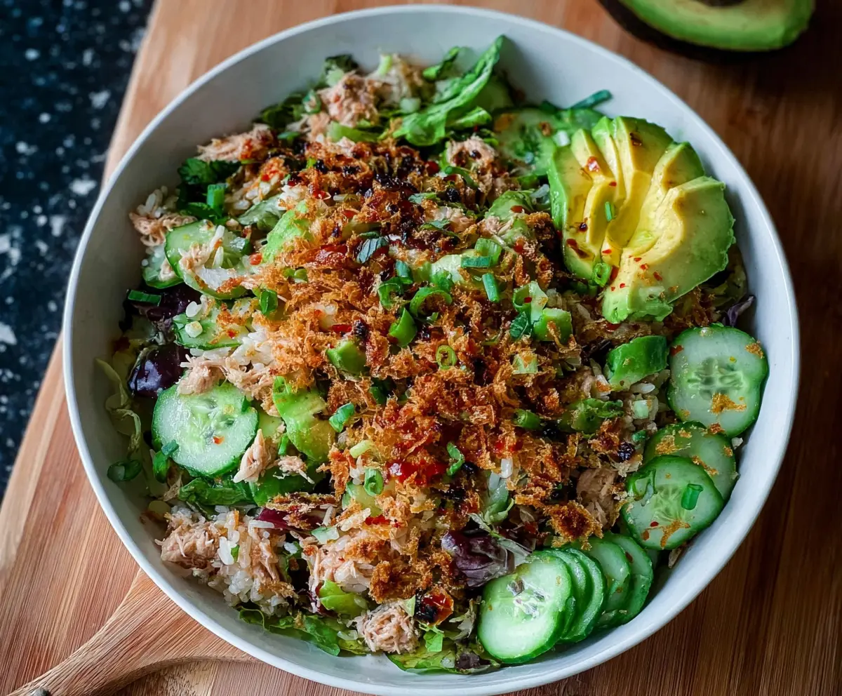 Tuna Avocado Crispy Rice Salad