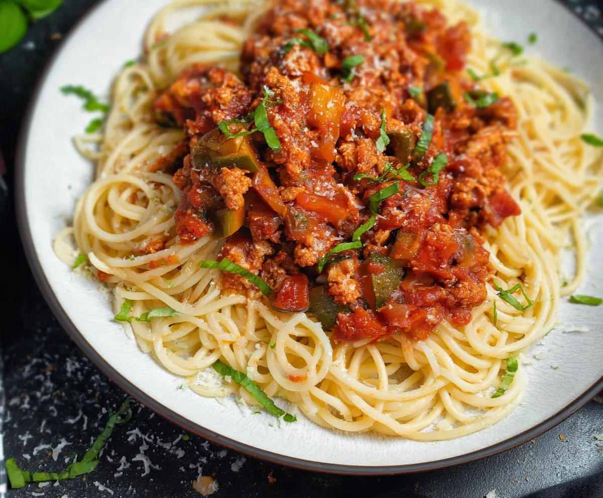 Veggie-Loaded Ground Chicken Spaghetti Sauce