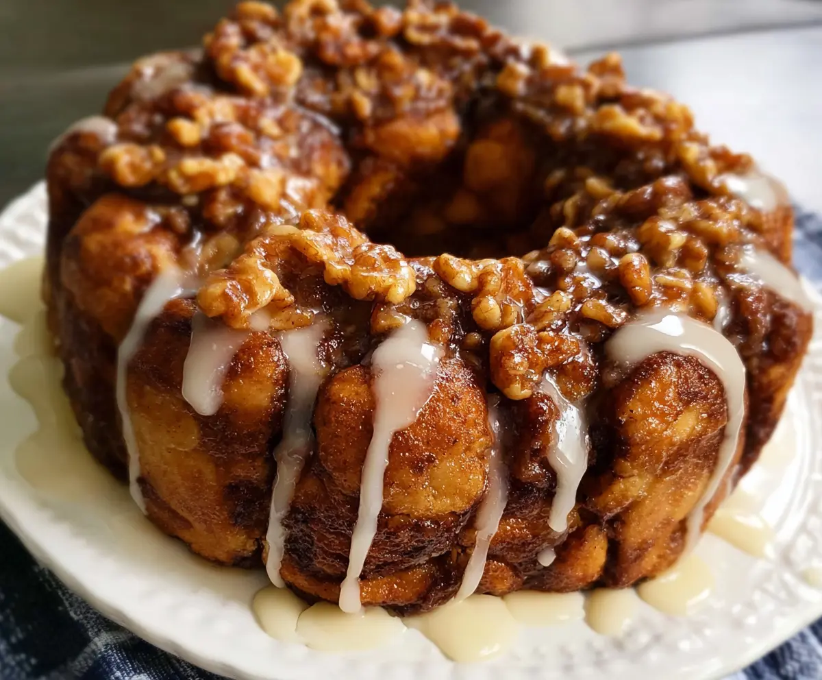 Delicious Apple-Walnut Cinnamon Roll Monkey Bread served in a baking dish