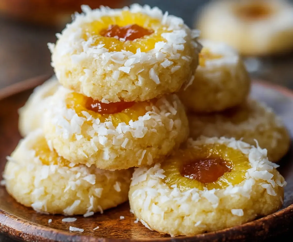 Easy Hawaiian Pineapple Coconut Thumbprint Cookies 