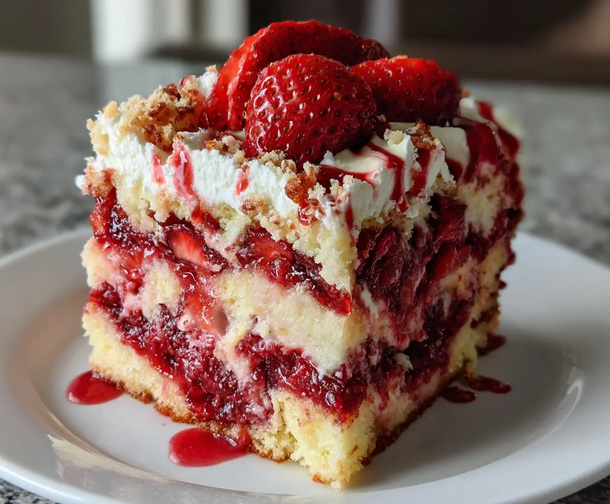 Strawberry Earthquake Cake